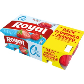 Gelatina 0% açúcares sabor Morango Pack 8X90 g - Royal