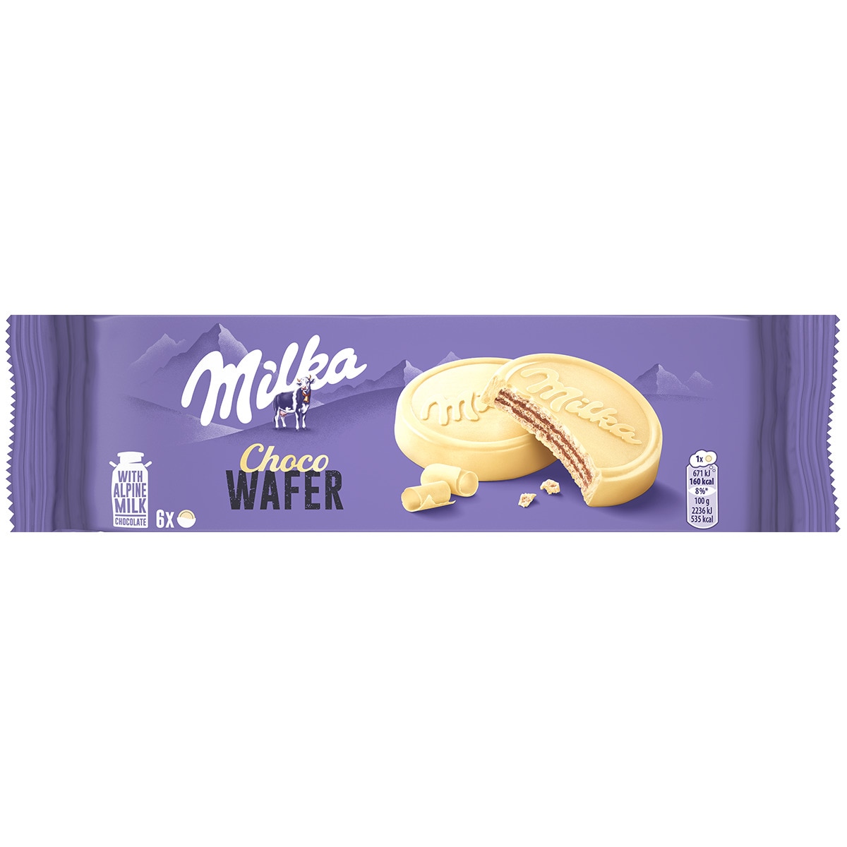 Bolachas Wafer Cobertas com Chocolate Branco embalagem 180 g