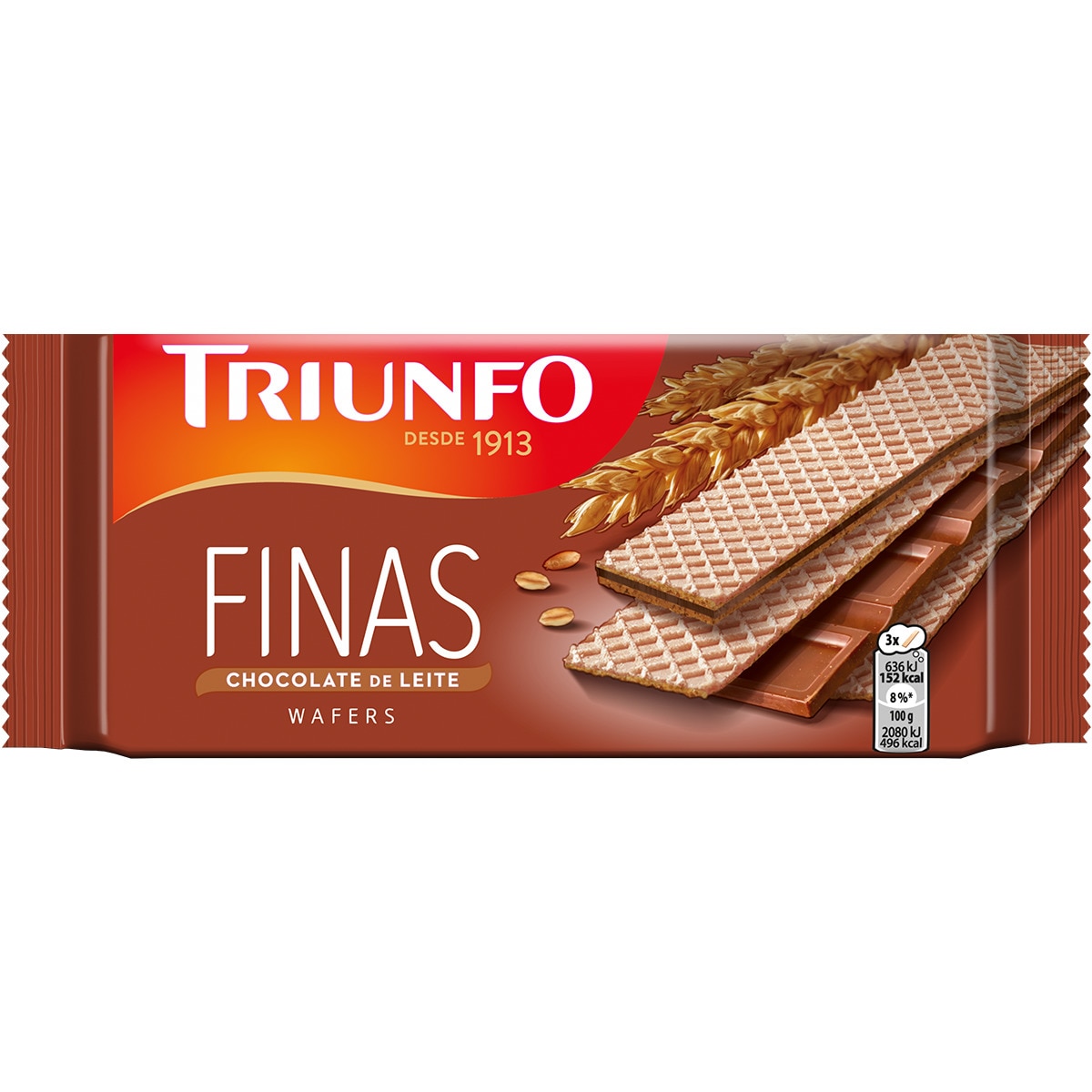 Bolachas Finas Wafer de Chocolate de Leite embalagem 92 g
