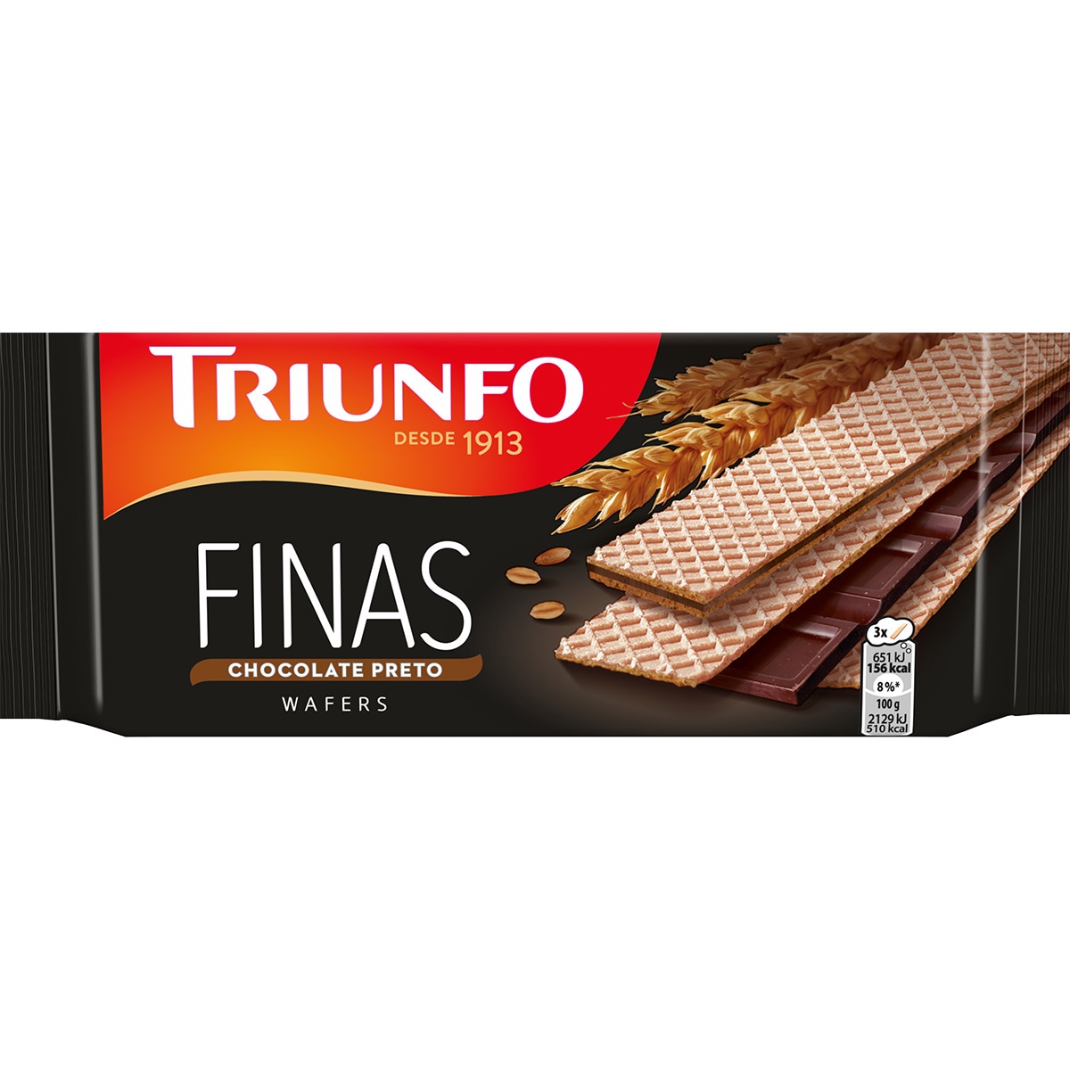 Bolachas Finas Wafer de Chocolate Negro embalagem 92 g