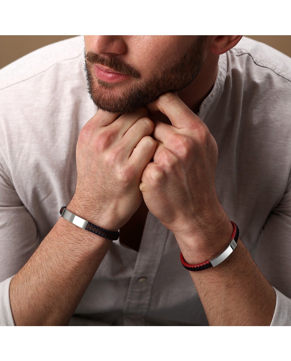 Pulseira Bandy em pele e nylon 6