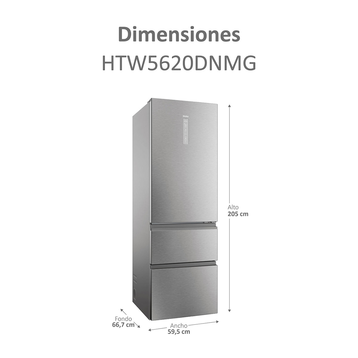 Frigorífico Combi Haier Total No Frost con WIFI 3D 60 Series 5 - HTW5620DNMG Inox-5