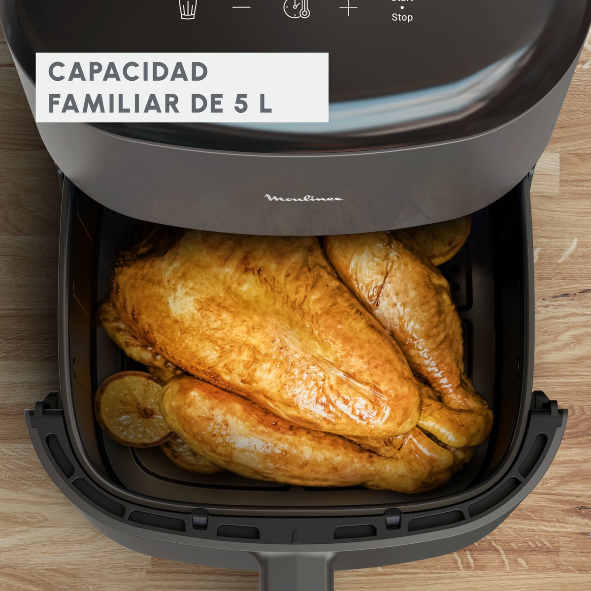 Freidora de Aire Moulinex Easy Fry Max, 10 Programas Automáticos, 5L Gris / Carbón-8