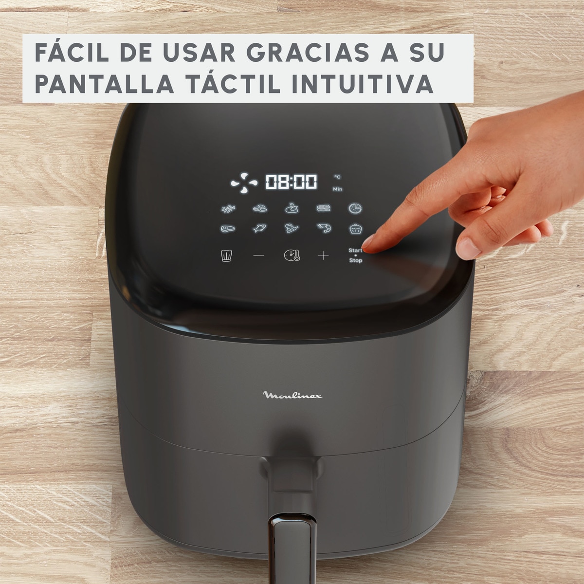 Freidora de Aire Moulinex Easy Fry Max, 10 Programas Automáticos, 5L Gris / Carbón-6