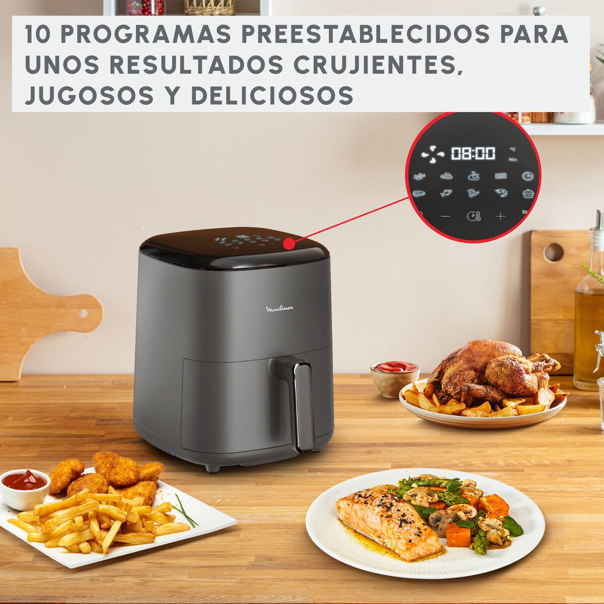 Freidora de aire Moulinex Easy Fry Max con capacidad de 5 litros Gris / Carbón-7