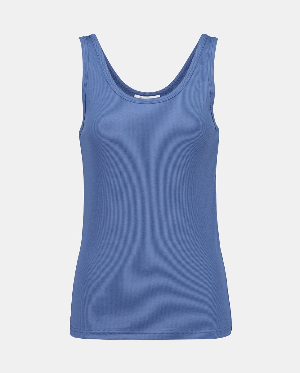 T-shirt Canelada de Alças 410 Azul Claro-4