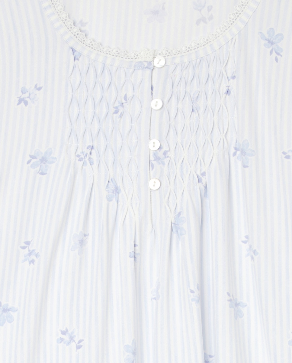 Pijama Tipo Camiseiro com Estampado e Pregas Azul-4