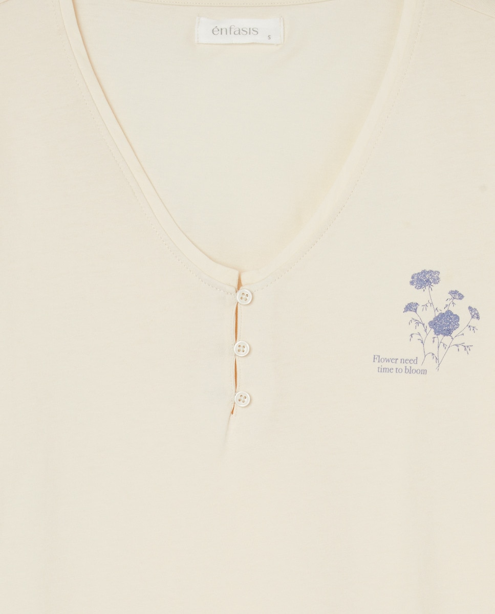Camisola de mulher com manga comprida Branco-marfim-5