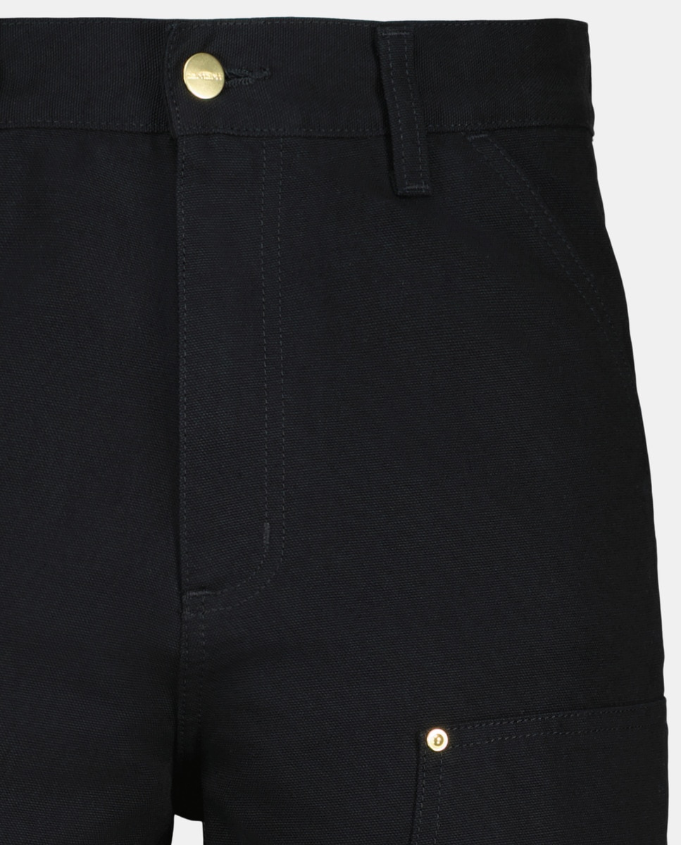 Calças Double Knee de Algodão Preto-6