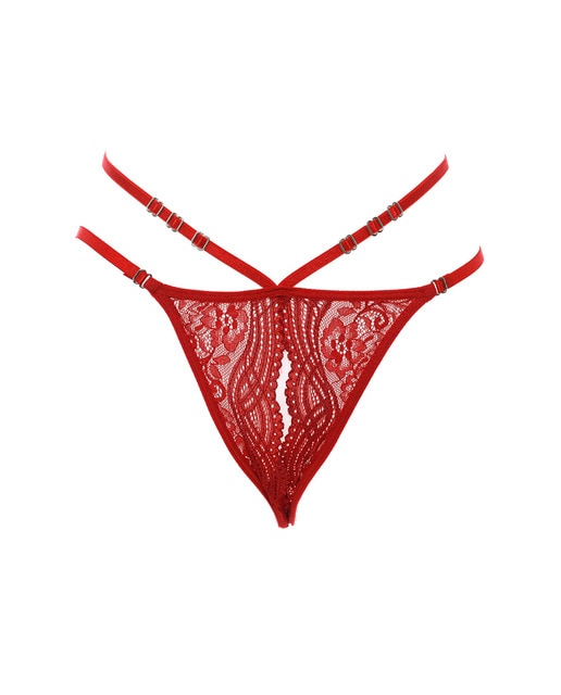 Imagen 0 de Braguita brasileña de encaje con cinta en la cintura