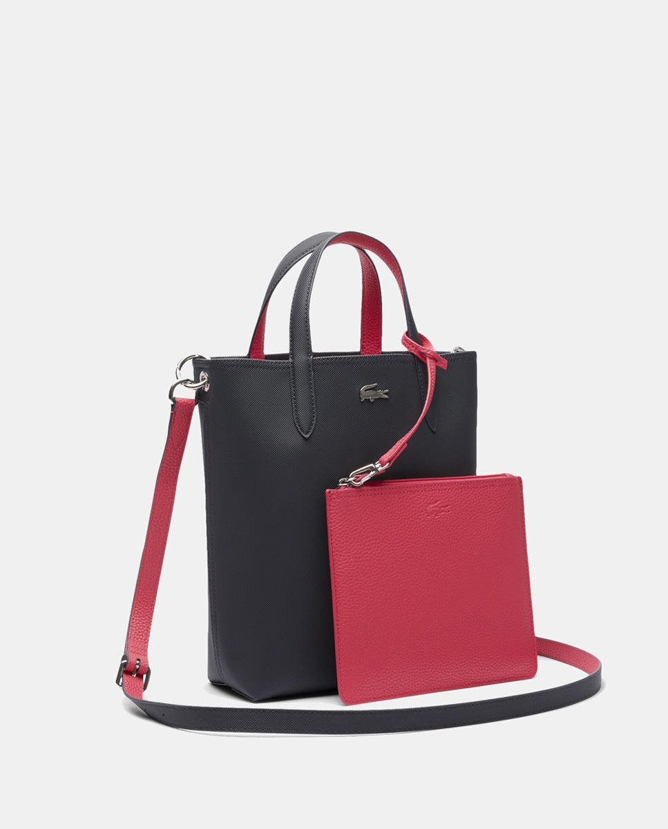 Mala Tipo Tote Reversível com Logótipo Prateado - Bordeaux/Taupe Azul-marinho-8
