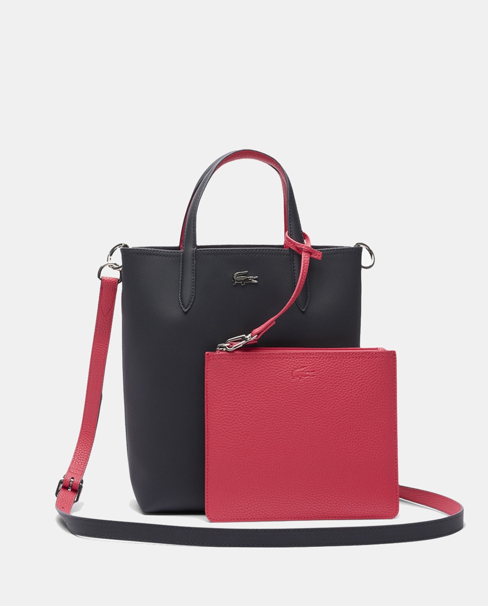 Mala Tipo Tote Reversível com Logótipo Prateado - Bordeaux/Taupe Azul-marinho-6