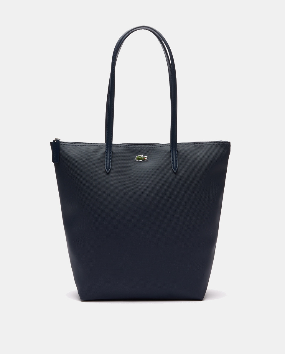 Mala Shopper Petite Piqué com Fecho de Correr - Verde Azul-marinho-1