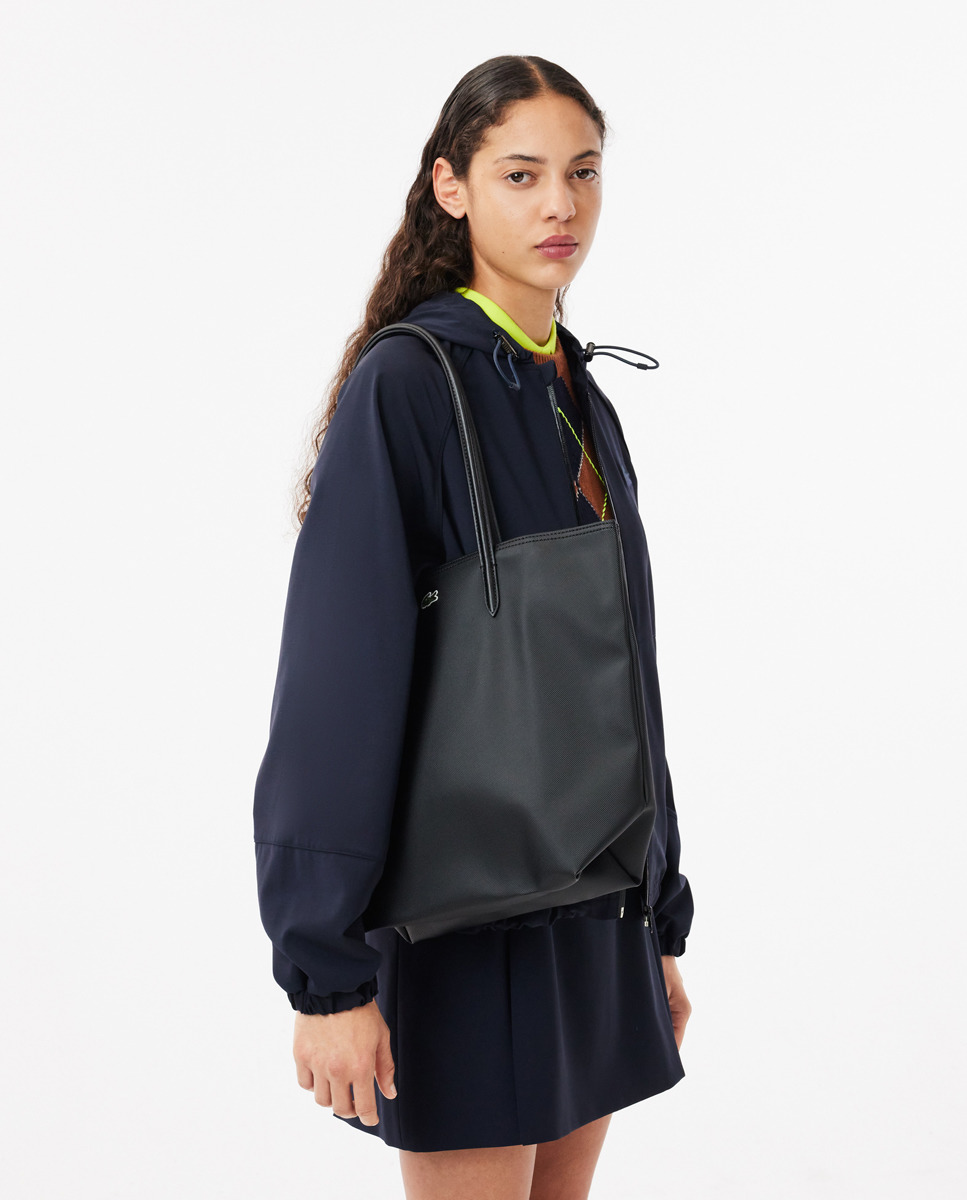 Mala Shopper Petite Piqué com Fecho de Correr - Verde Azul-marinho-2