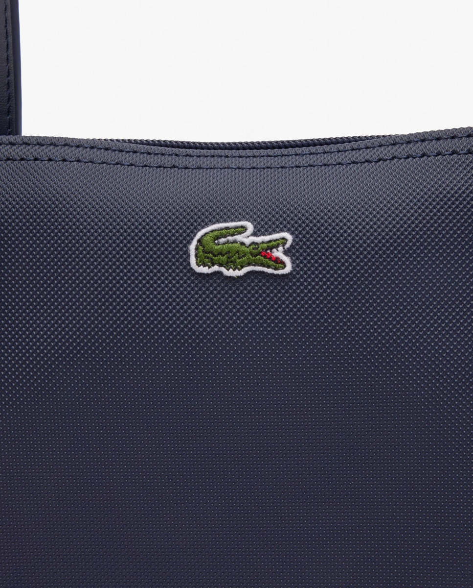 Mala Shopper Petite Piqué com Fecho de Correr - Verde Azul-marinho-3