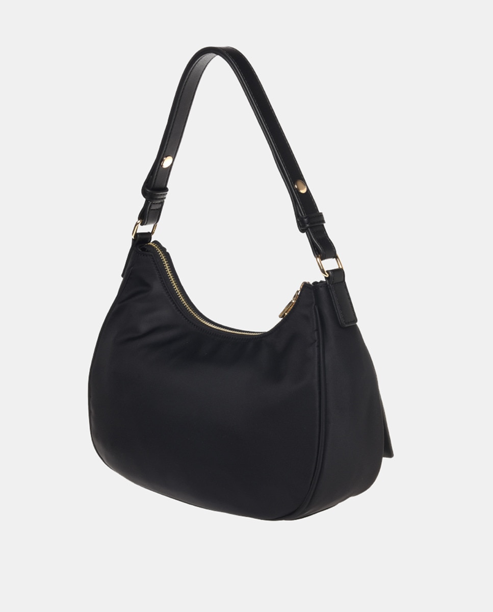 Mala de Ombro Ajustável de Nylon com Fecho de Correr Preto-2
