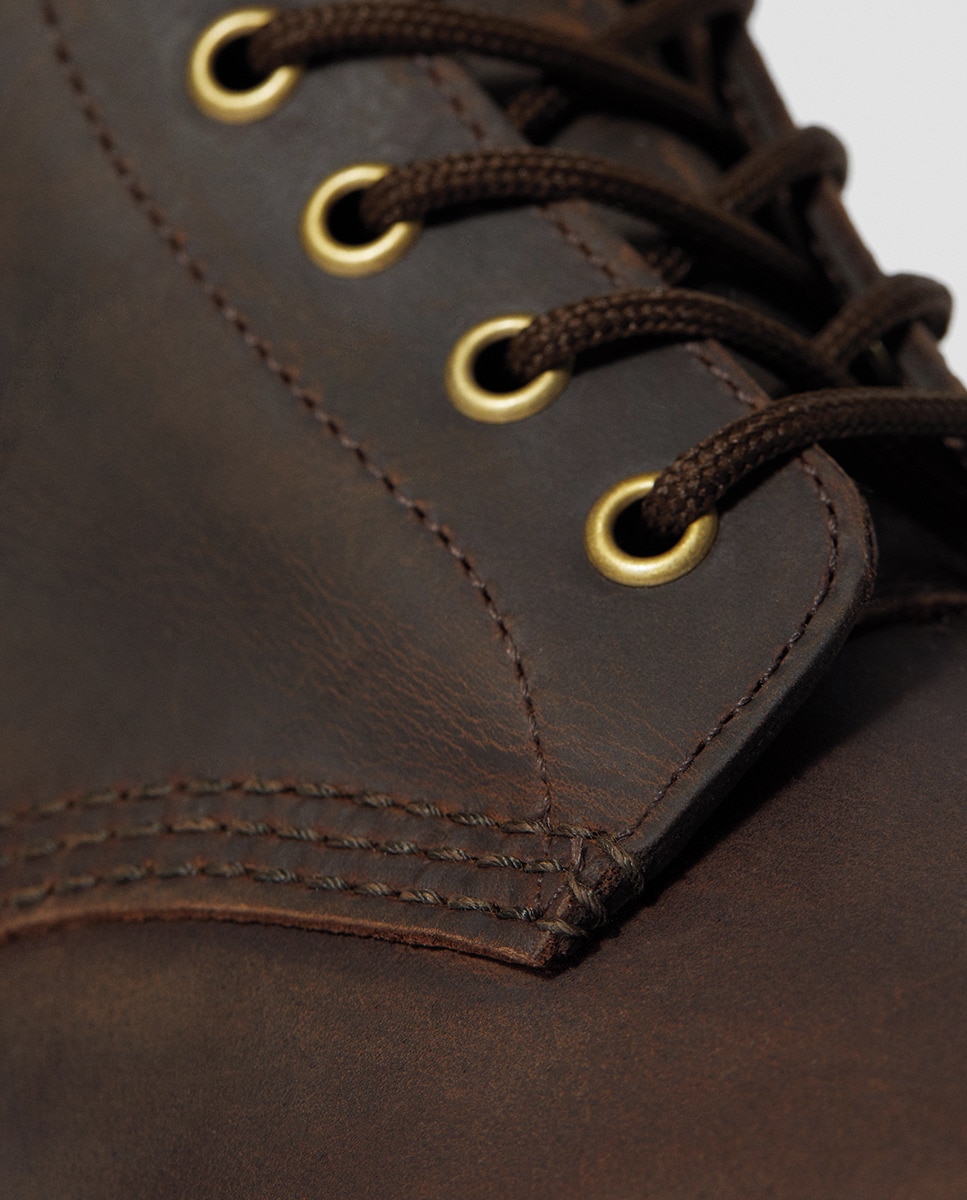 Botins 1460 Crazy Horse em Pele com Fecho de Atacadores Castanho-escuro-8