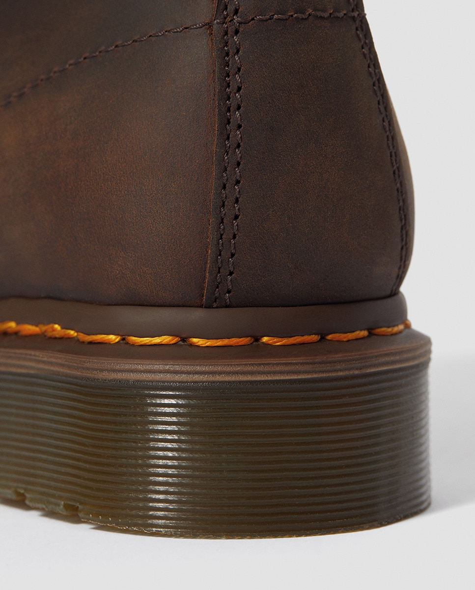 Botins 1460 Crazy Horse em Pele com Fecho de Atacadores Castanho-escuro-7