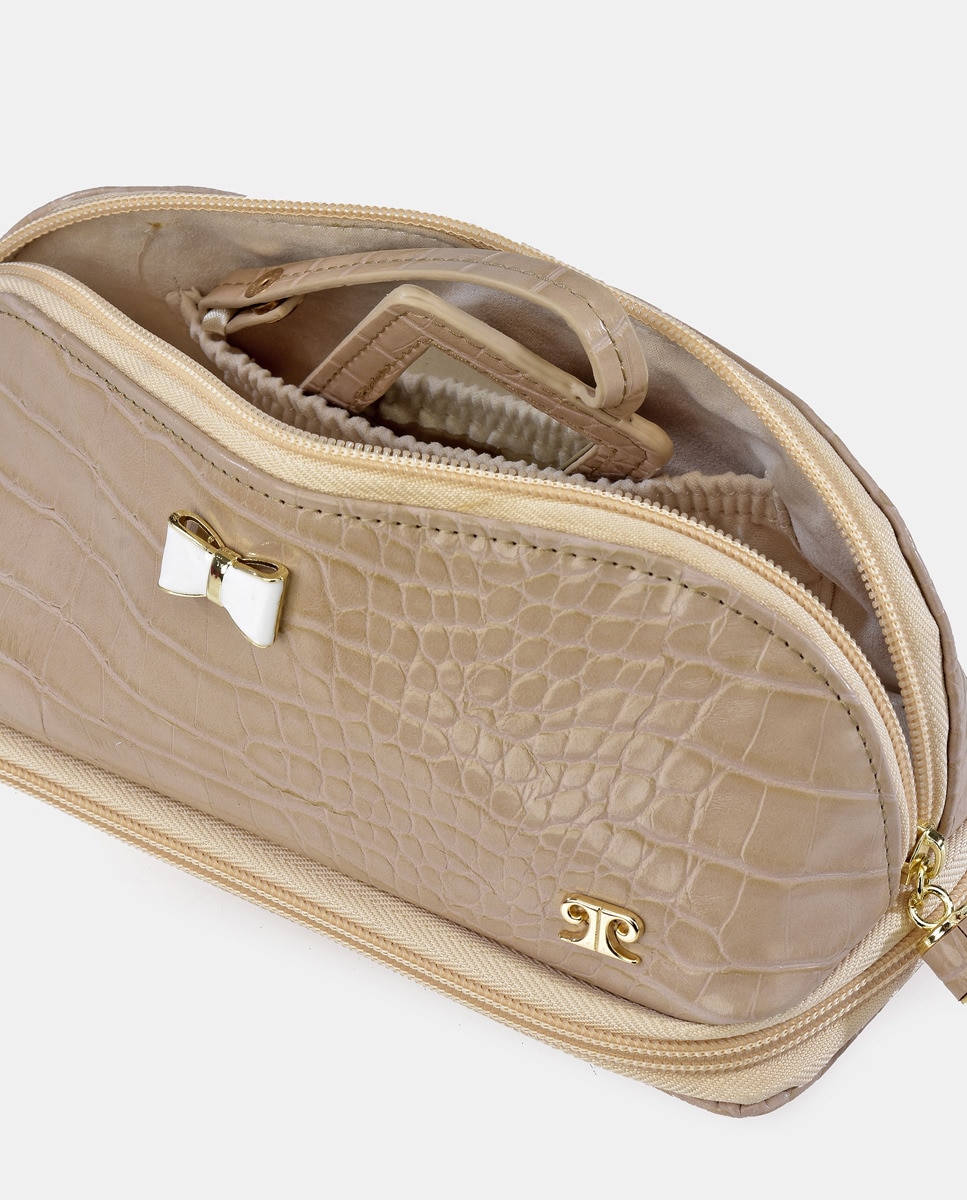 Guarda-Joias de Viagem em PU de Efeito Crocodilo - Ivory Creme-4