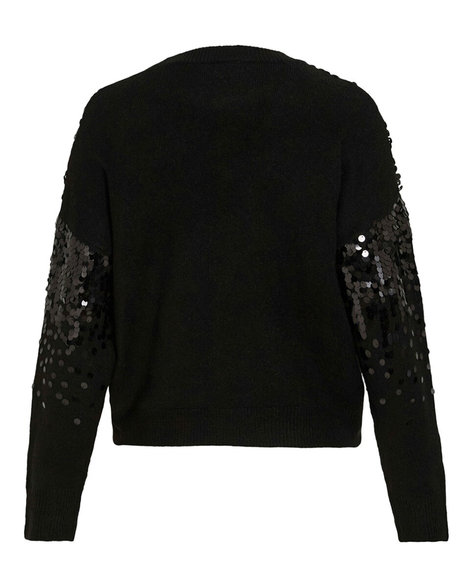 Camisola de Malha com Lantejoulas Preto-6