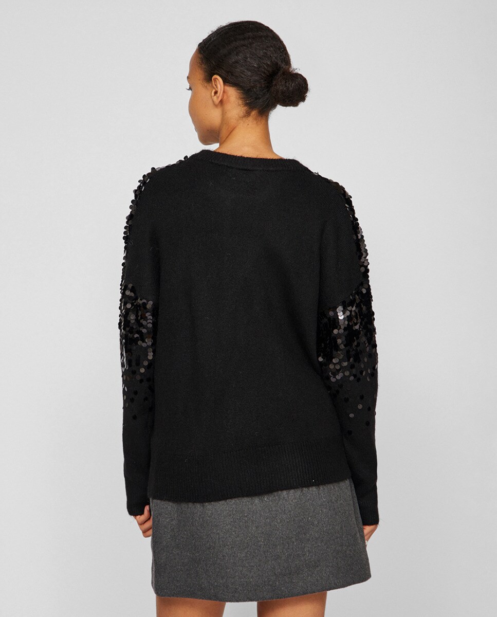 Camisola de Malha com Lantejoulas Preto-2