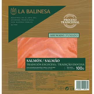 salmón ahumado en lonchas tradición escocesa sin azúcares añadidos envase 100 g - La Balinesa