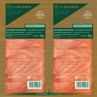 salmón ahumado en lonchas tradición escocesa sin azúcares añadidos pack 2 envases 50 g - La Balinesa