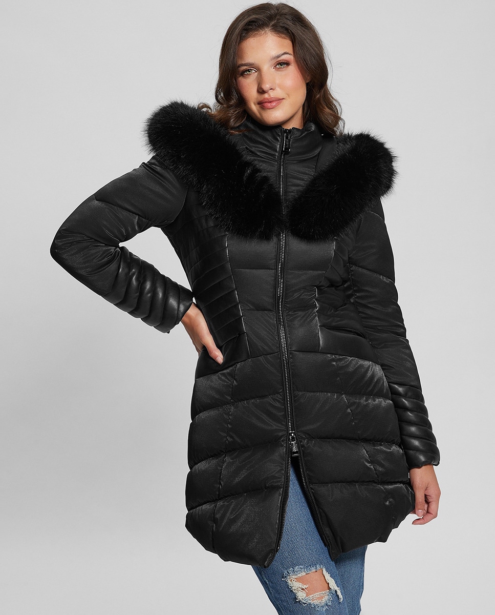 Casaco comprido de mulher Preto-2