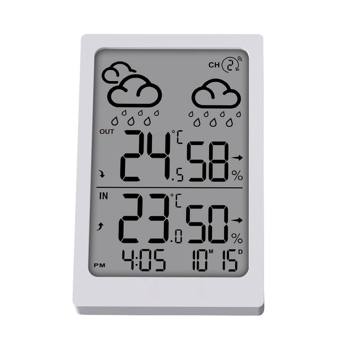 Reloj despertador Inves E0558WST2H2-V3 con indicador de temperatura interior y exterior, blanco Blanco-2