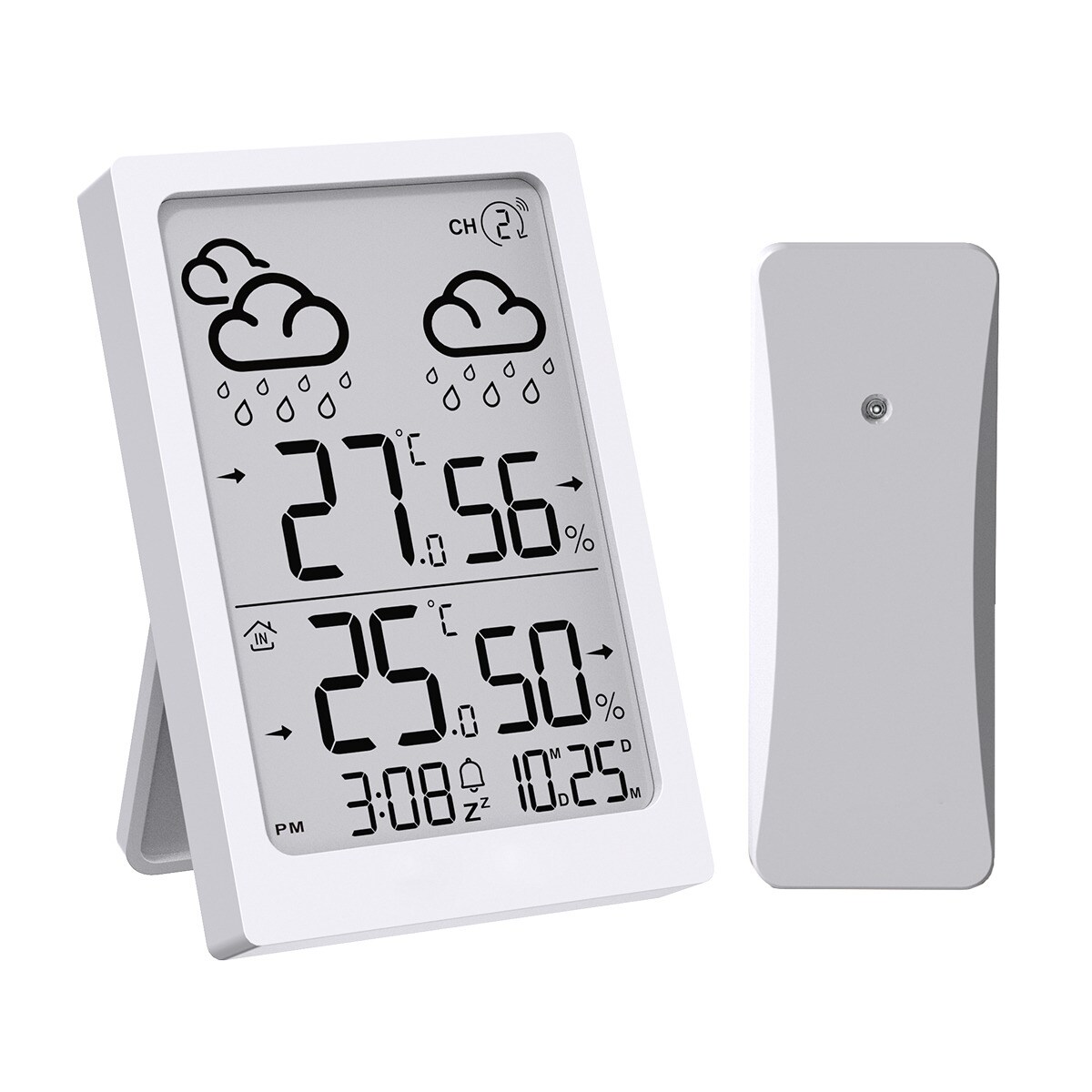 Reloj despertador Inves E0558WST2H2-V3 con indicador de temperatura interior y exterior, blanco Blanco-1
