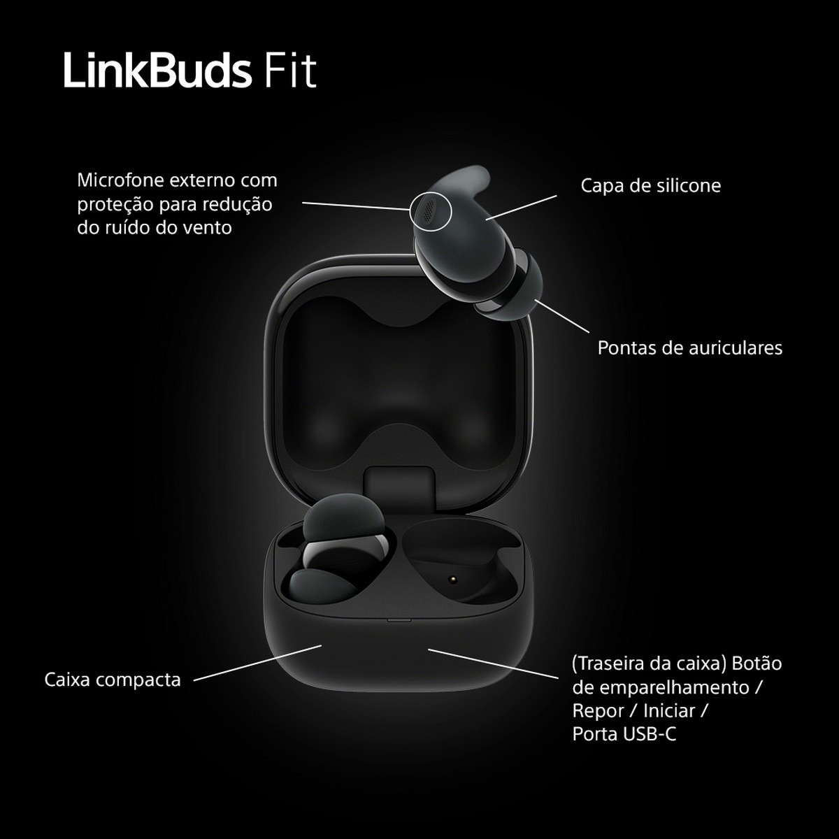 Auriculares Sony WF-LS910N True Wireless LinkBuds Fit com Noise Cancelling Preto-13