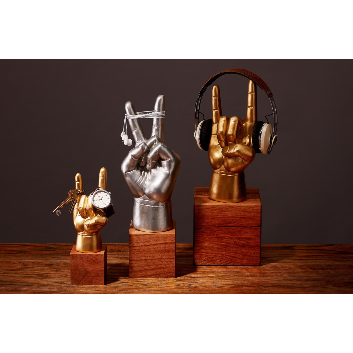 Soporte para auriculares de Suck UK mano paz gris pequeño 6