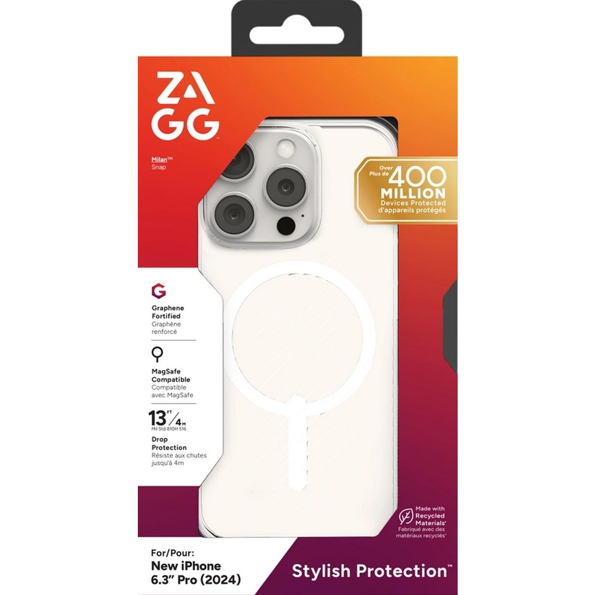 Capa Zagg Luxe 3M com MagSafe para iPhone 16 Pro - Transparente 3