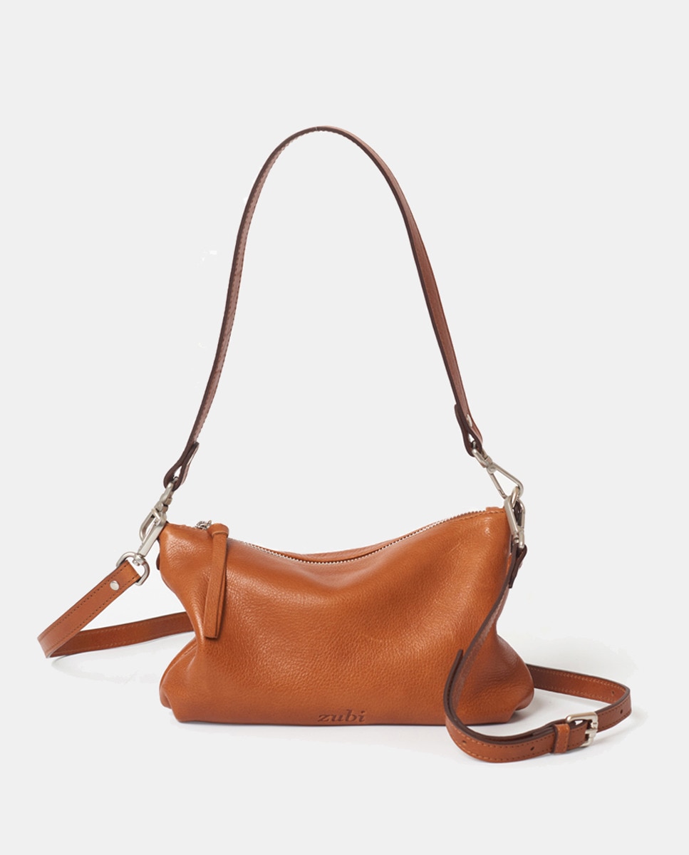 Mala Hobo Mini com Fecho de Correr, Alça Adicional e em Pele Couro-1