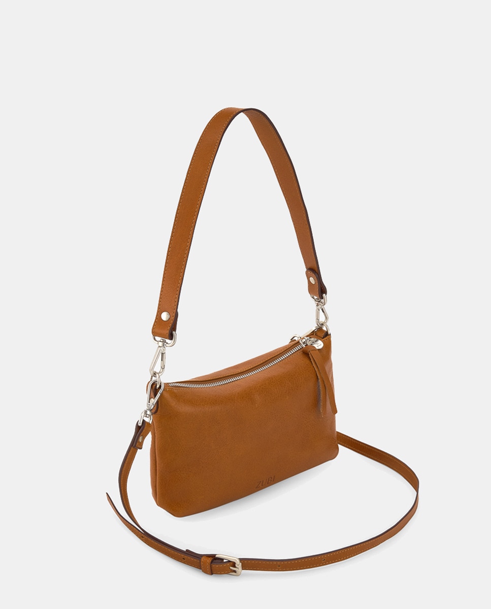 Mala Hobo Mini com Fecho de Correr, Alça Adicional e em Pele Couro-2