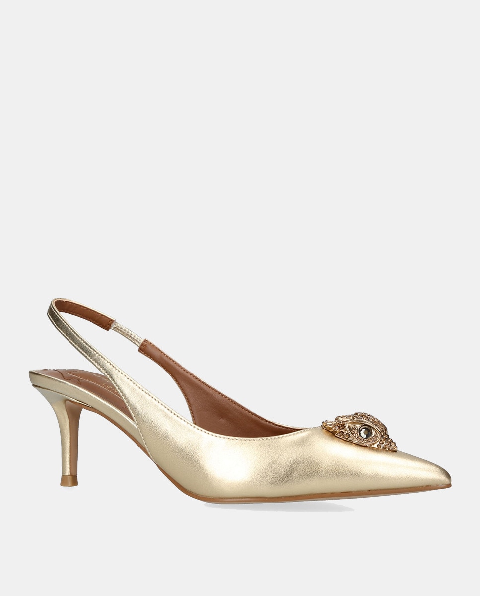 Sapatos de Salto Belgravia Sling em Pele Ouro-4