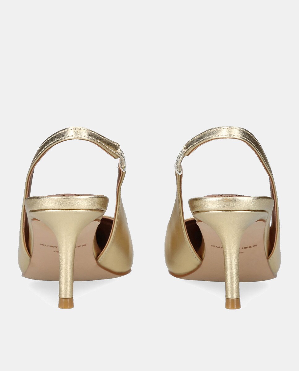 Sapatos de Salto Belgravia Sling em Pele Ouro-3