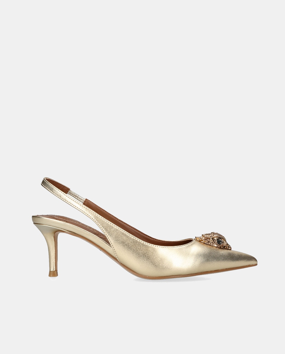 Sapatos de Salto Belgravia Sling em Pele Ouro-1