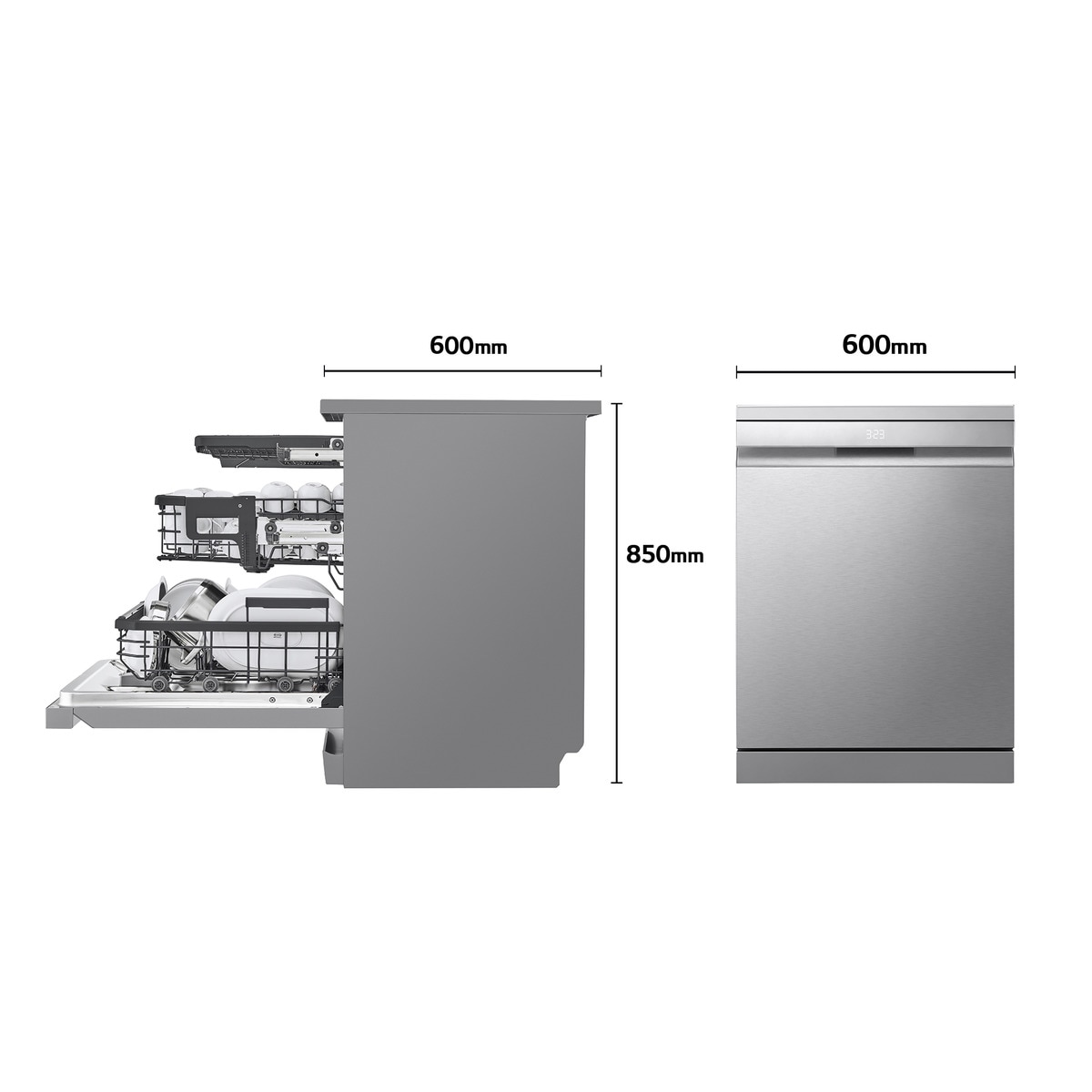 Lavavajillas LG 14 servicios, 60 cm, con bandeja para cubiertos - DF587HVS Acero antihuellas-4