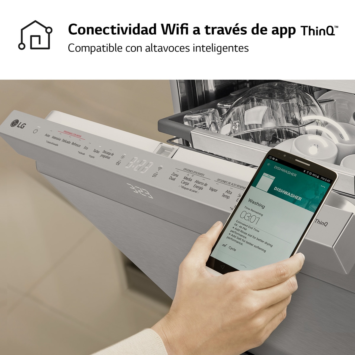Lavavajillas LG 14 servicios, 60 cm, con bandeja para cubiertos - DF587HVS Acero antihuellas-10