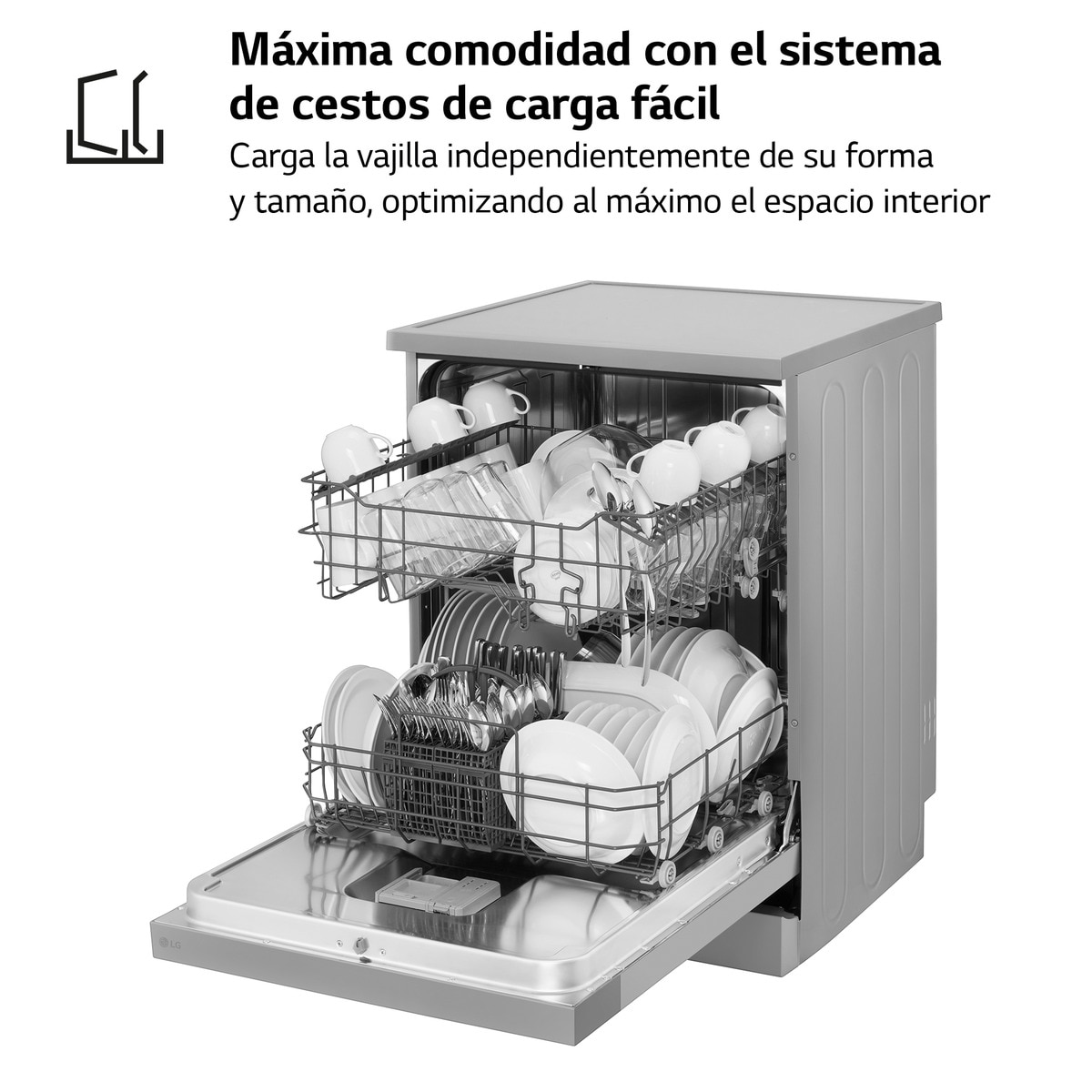 Lavavajillas LG 13 servicios, 60 cm - DF030FL Acero inoxidable antihuellas-3