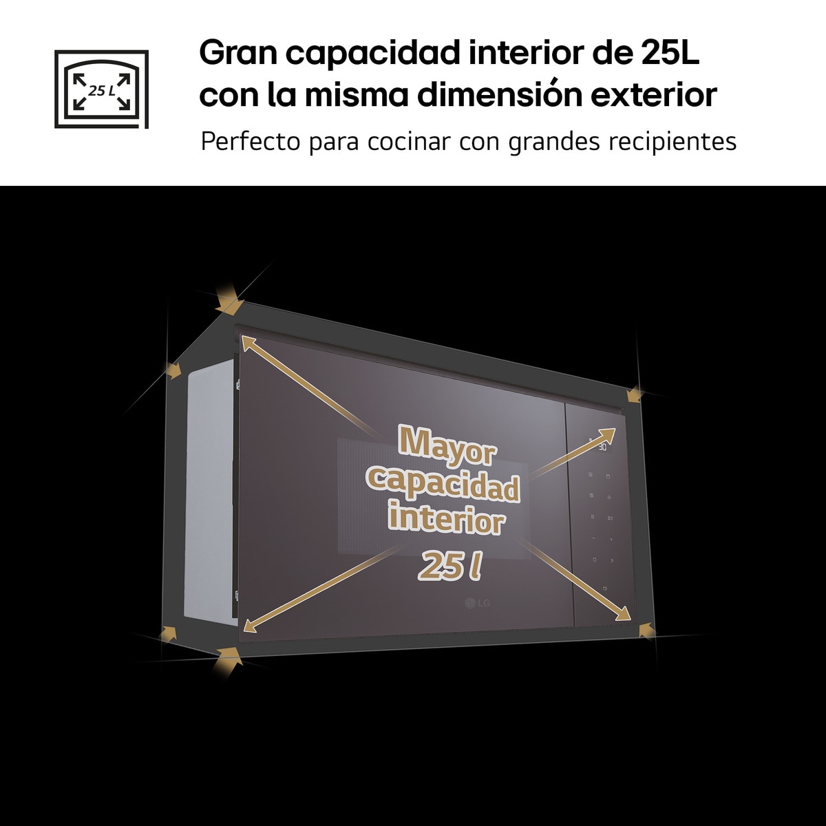 Micro-ondas Encastrável com Grill LG MGBZ2593F de 25 Litros - Preto Vidro preto-3