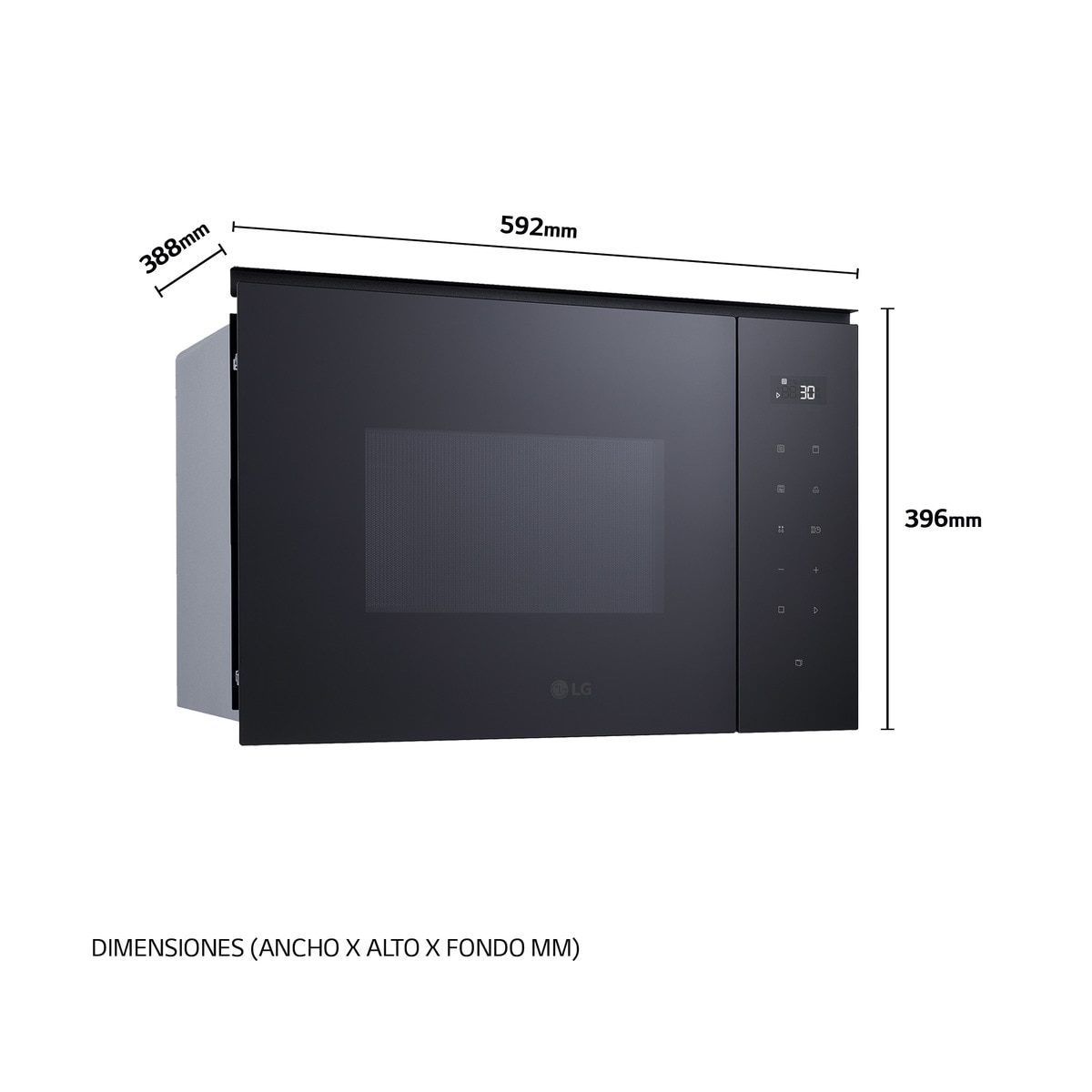 Micro-ondas Encastrável com Grill LG MGBZ2593F de 25 Litros - Preto Vidro preto-9