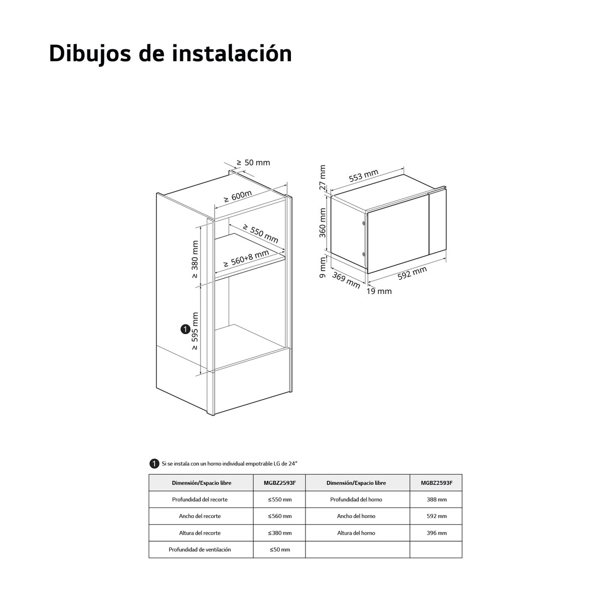 Micro-ondas Encastrável com Grill LG MGBZ2593F de 25 Litros - Preto Vidro preto-12