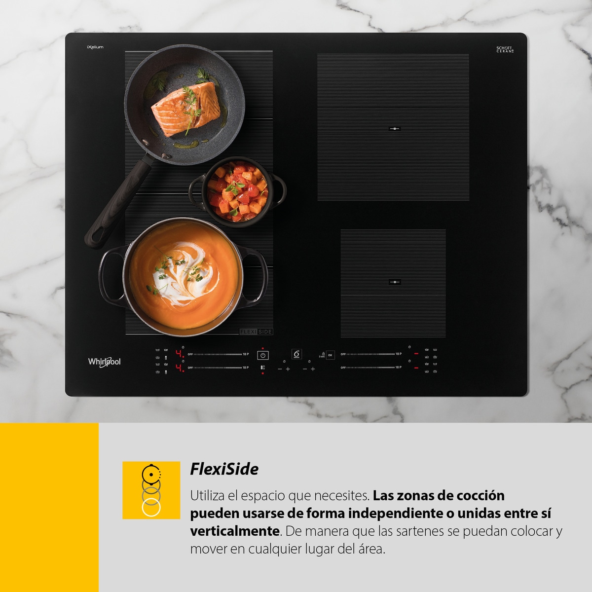Placa de inducción Whirlpool con 3 zonas de cocción - WF S9860 CPNE Negro-13
