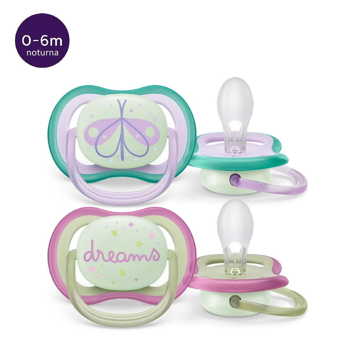 Chupeta Ultra Air Noturno 0-6 Meses - 2 Un. Rosa-1