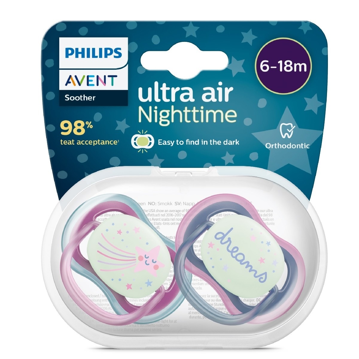 Chupeta Ultra Air Noturno 6-18 Meses - 2 Un. Rosa-4