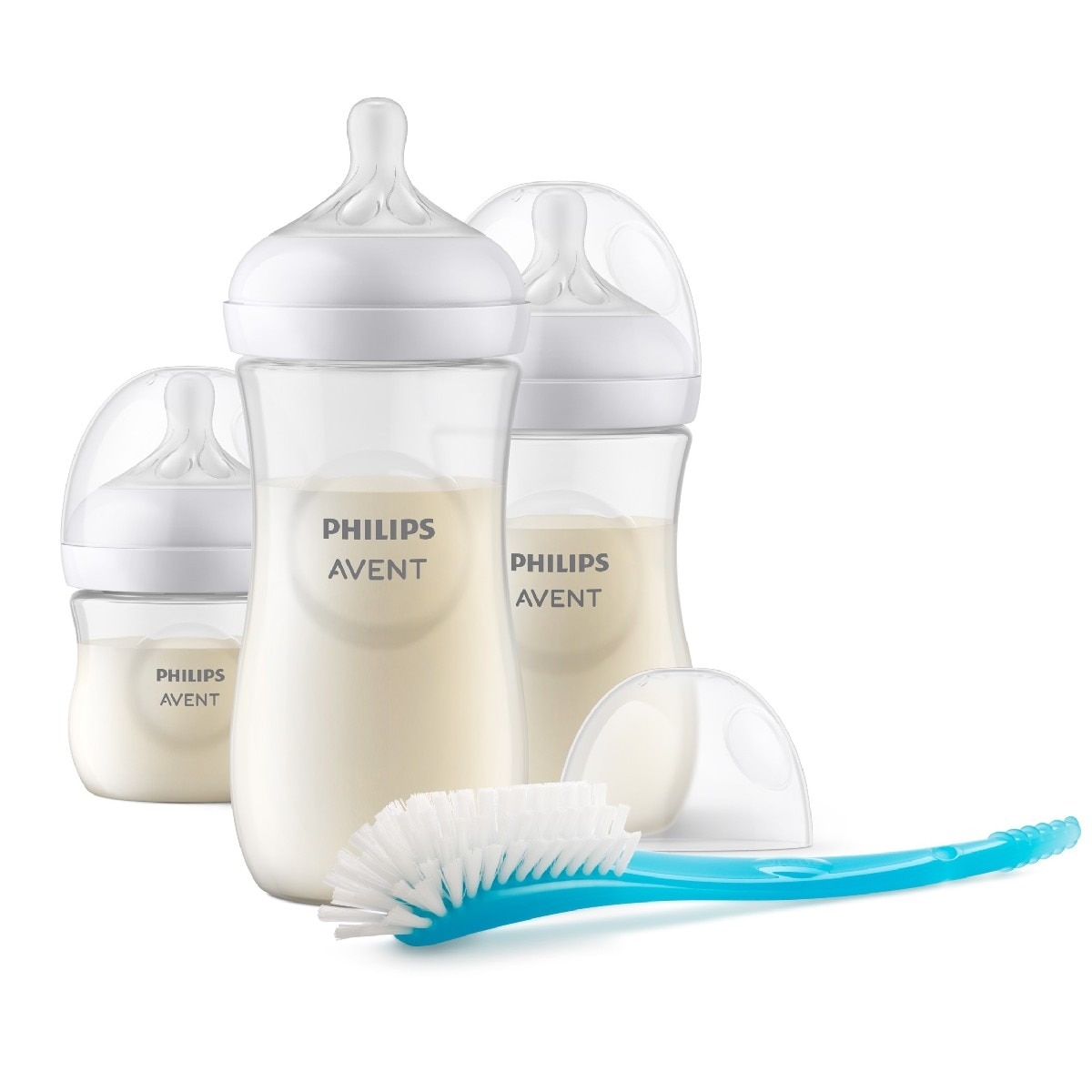 Conjunto Primeiros Começos Natural Response 3 Biberões e Escova Branco-1