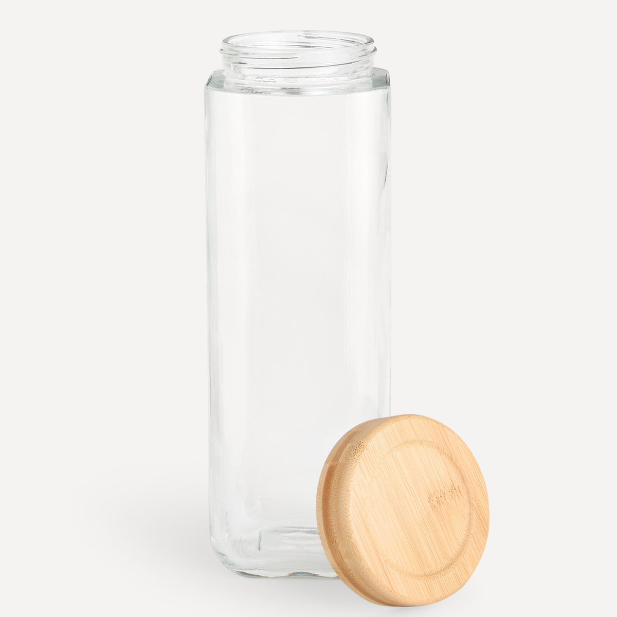 Frasco de Cozinha com Tampa de Rosca de Bambu Transparente-2
