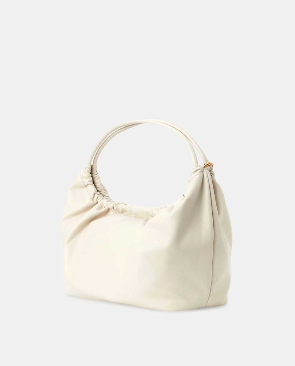 Mala de Ombro Franzida com Nécessaire Branco-marfim-3